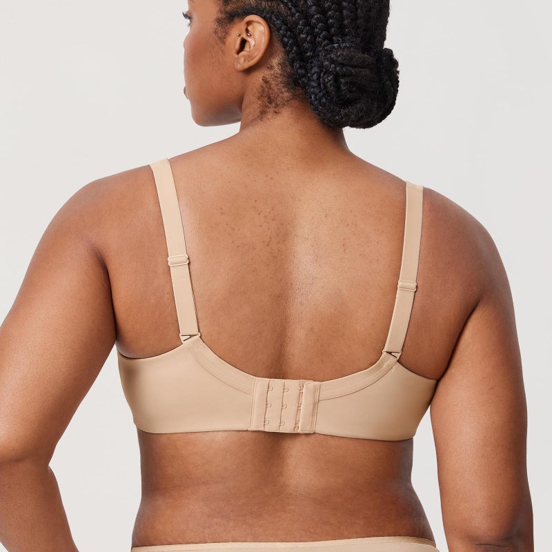 DELIMIRA Women's Balconette Bra Full Coverage Plus Size Tshirt Underwire Back Smoothing Seamless Bras Beige 34DD - Image 2